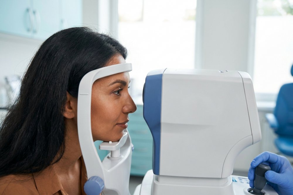 Göz kliniğinde otorefraktometre ile ölçüm